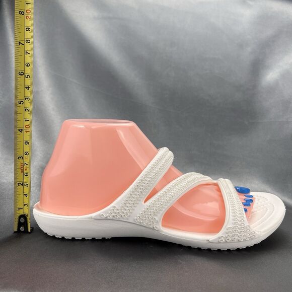 Crocs Kadee II Strappy Sandals Women's 7 White Jewels Summer Slides 211350-100 - Picture 4 of 16